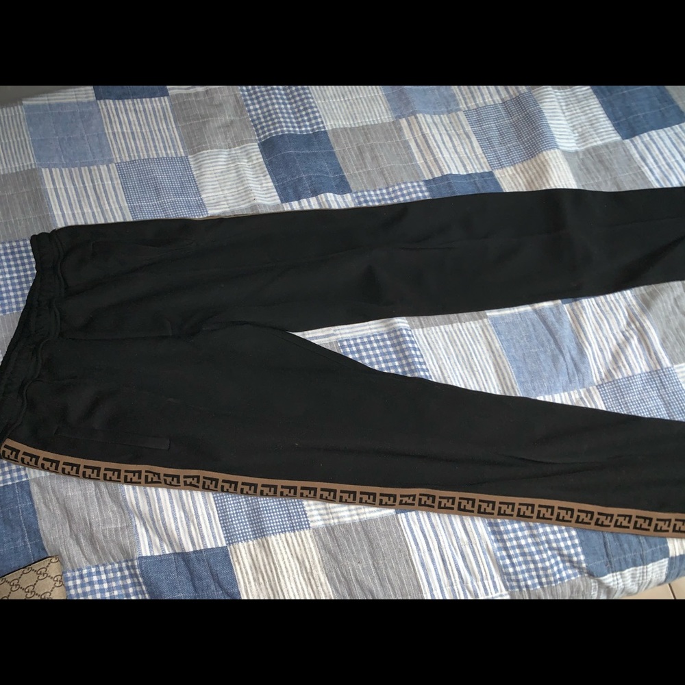 Black 'Forever Fendi' Tape Lounge Pants
